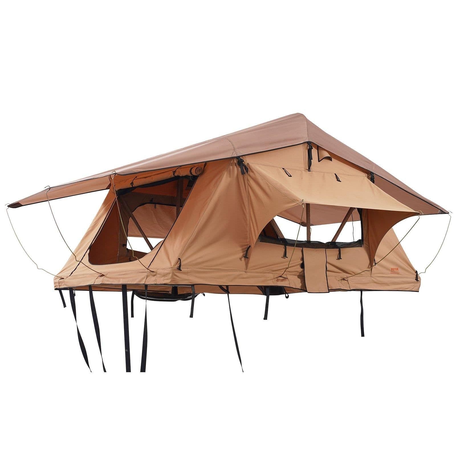 image-VEVOR Rooftop Tent Hard Shell, Naturnest Rooftop Tent Hardshell for 2-3 Person, Folding Hard Shell Roof Top Tent with Telescopic Ladder Mattress PVC Cover Bag, Waterproof for Jeep SUV Van Pickup Truck