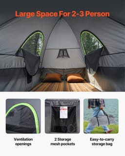 image-VEVOR Pickup Truck Tent, Fits 5.5-6.0 ft Truck Tents for Camping, Waterproof PU2000 mm 2-3 Person Sleeping Truck Bed Tent, Sturdy Truck Bed Camper Shell with Expandable Awning, Rainfly, Storage Bag
