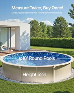 image-VEVOR 18-ft Round Above Ground Pool Liner, Unibead Pool Liners, Standard Gauge, 52inch Wall Height, Designed for Steel Sided Above-Ground Swimming Pools