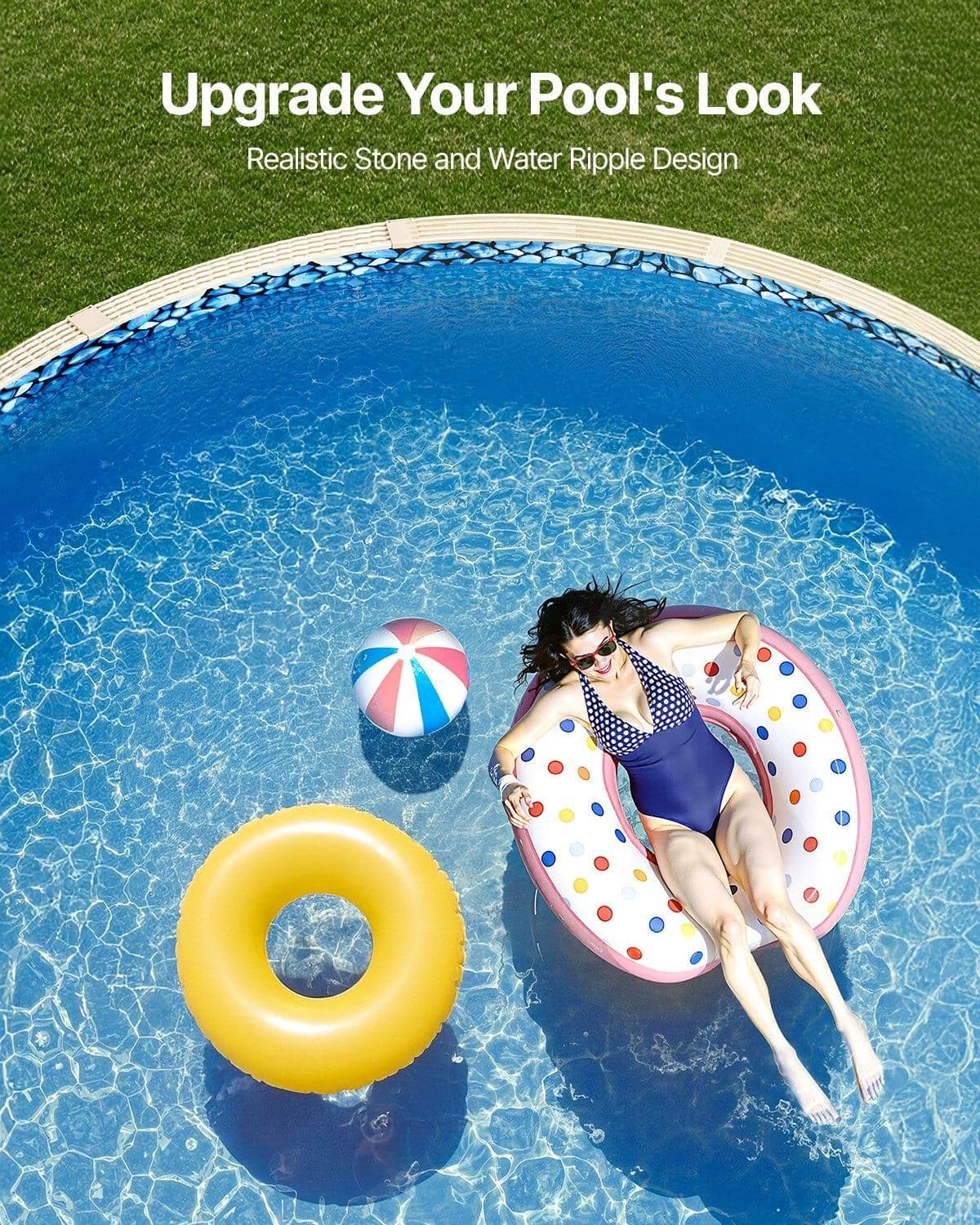 image-VEVOR 18-ft Round Above Ground Pool Liner, Unibead Pool Liners, Standard Gauge, 52inch Wall Height, Designed for Steel Sided Above-Ground Swimming Pools