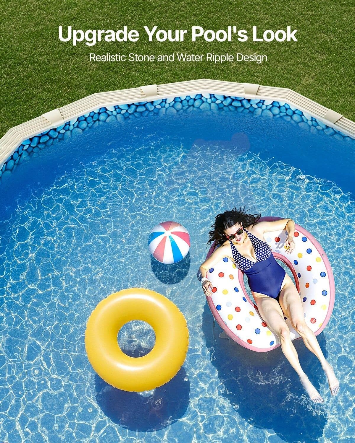 image-VEVOR 12 x 24 ft Oval Pool Liner, Unibead Above Ground Pool Liners, 52in Wall Height, Durable Standard Gauge Vinyl, Designed for Steel Sided Above-Ground Swimming Pools