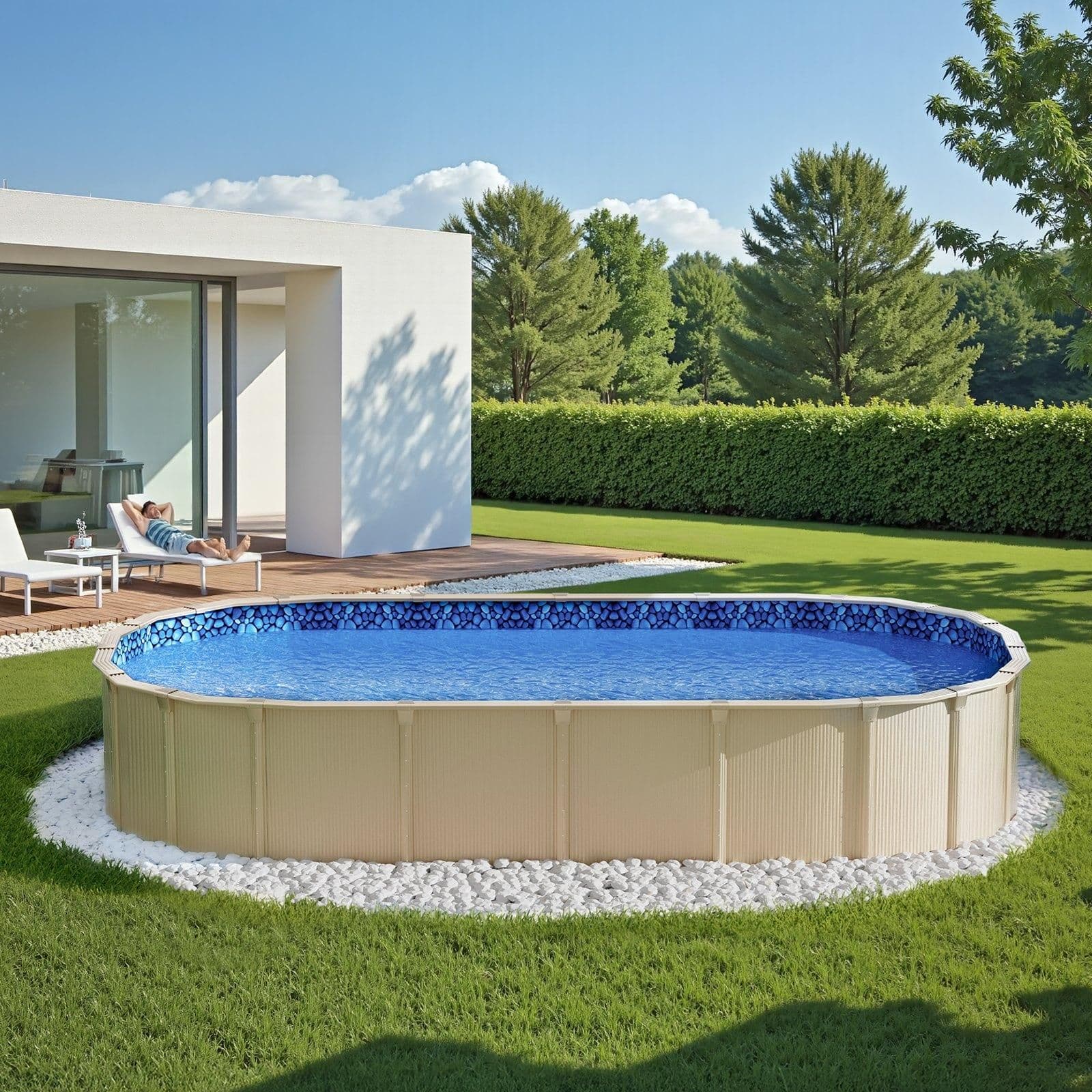 image-VEVOR 12 x 24 ft Oval Pool Liner, Unibead Above Ground Pool Liners, 52in Wall Height, Durable Standard Gauge Vinyl, Designed for Steel Sided Above-Ground Swimming Pools