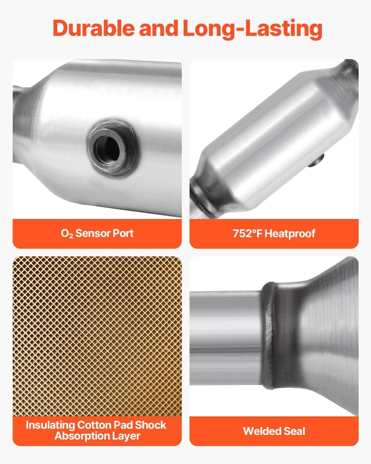 image-VEVOR Catalytic Converter, Compatible with Honda Accord 2.4L 2003 2004 2005 2006 2007, 2.4L L4 Engine, Rear, Replacement OE 16299, Stainless Steel Material, for Quick Exhaust Gas Purification