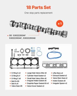 image-VEVOR Lifter Camshaft Kit, 18-Piece Set, Fits 2009-2021 Jeep Grand Cherokee, 2009-2021 Dodge Challenger, Fits 1999-2013 4.8L, 5.3L, and 5.7L LS-Based Engines, V8 5.7L