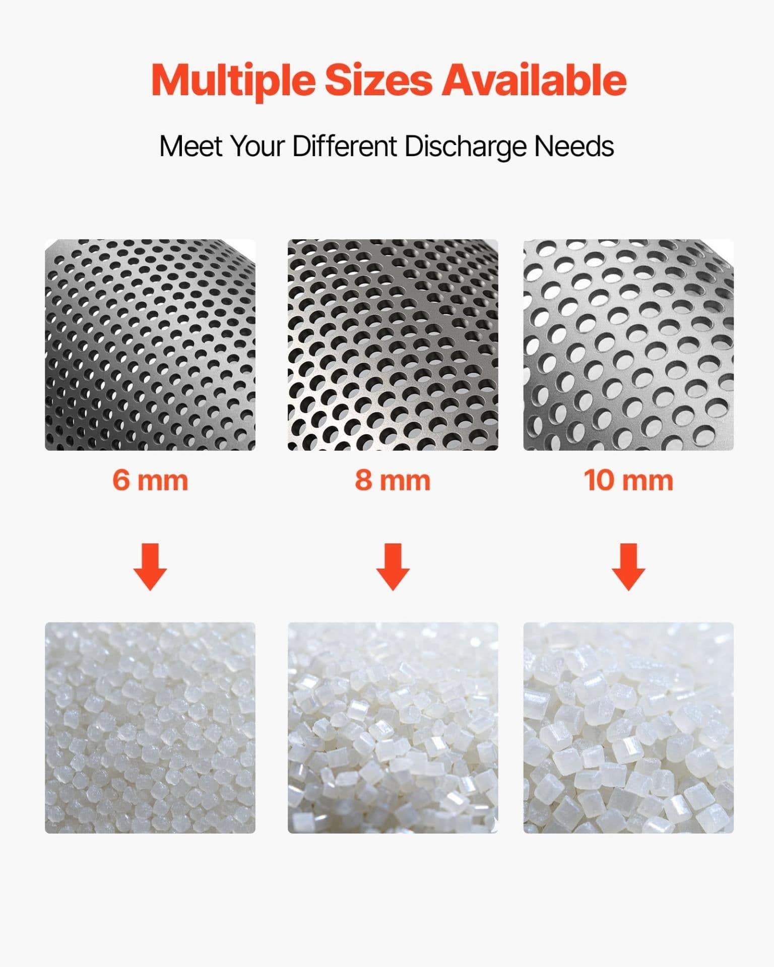 image-VEVOR Screen Mesh for Plastic Shredder, High-Quality Steel Durable Mesh, 0.315 in/8 mm High-Precision Aperture Screen, Compatible with Model 400 Plastic Grinder, Suitable for Small Particle Recycling
