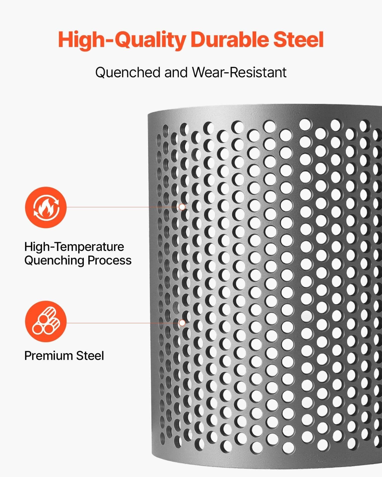 image-VEVOR Screen Mesh for Plastic Shredder, High-Quality Steel Durable Mesh, 0.39 in/10 mm High-Precision Aperture Screen, Compatible with Model 300 Plastic Grinder, Suitable for Medium Particle Recycling