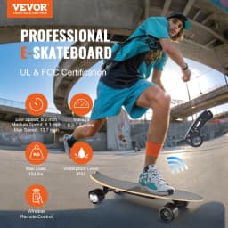 image-VEVOR Electric Skateboard with Remote, 13.7 Mph Top Speed & 7.5 Miles Max Range Skateboard Longboard, 3 Speeds Adjustment Skateboards, Easy Carry Handle Design, Suitable for Adults & Teens Beginners