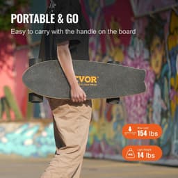image-VEVOR Electric Skateboard with Remote, 13.7 Mph Top Speed & 7.5 Miles Max Range Skateboard Longboard, 3 Speeds Adjustment Skateboards, Easy Carry Handle Design, Suitable for Adults & Teens Beginners