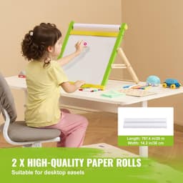image-VEVOR Easel Accessory Set, 32 PCS Kid's Art Easel Painting Kit Including Chalks, Dry-Erase Markers & Paper Rolls, Supplies Set for Tabletop Art Easel, Painting Accessories for Toddlers Boys and Girls