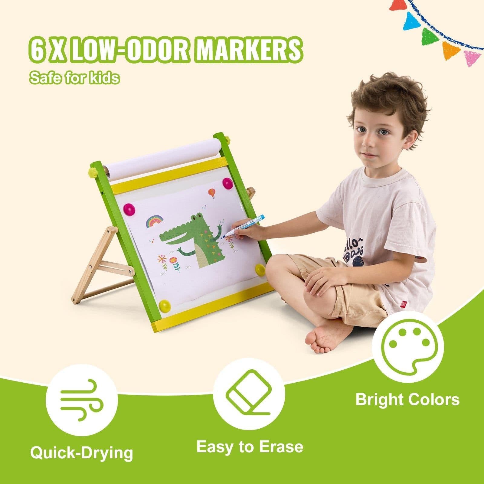 image-VEVOR Easel Accessory Set, 32 PCS Kid's Art Easel Painting Kit Including Chalks, Dry-Erase Markers & Paper Rolls, Supplies Set for Tabletop Art Easel, Painting Accessories for Toddlers Boys and Girls