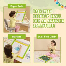 image-VEVOR Easel Accessory Set, 32 PCS Kid's Art Easel Painting Kit Including Chalks, Dry-Erase Markers & Paper Rolls, Supplies Set for Tabletop Art Easel, Painting Accessories for Toddlers Boys and Girls