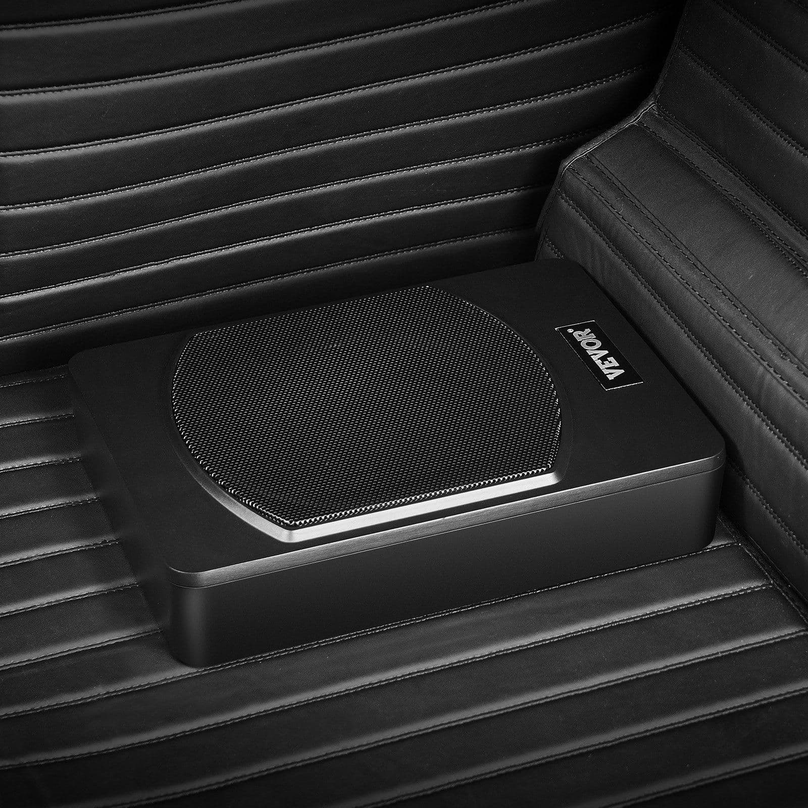 image-VEVOR 10" 240W Underseat Car Subwoofer, Slim Powered Car Subwoofers Under the Seat, Low Profile Audio Sub Built-in Amplifier, High/Low Level Input & Volume Controller for SUVs, Car, Truck, RV