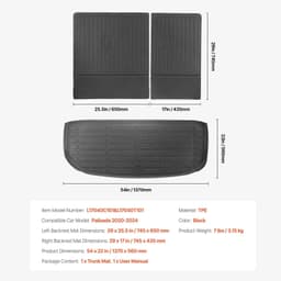 image-VEVOR Cargo Mats Compatible with Hyundai Palisade 2020-2024, Custom Fit TPE Cargo Liner Set for SUVs, Trunk and Rear Back Seat Protector Replacement, Black, Trunk Mat and Backrest Mats
