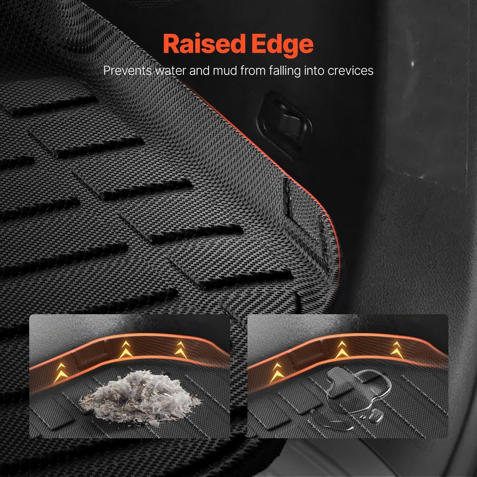 image-VEVOR Cargo Mats Compatible with Hyundai Palisade 2020-2024, Custom Fit TPE Cargo Liner Set for SUVs, Trunk and Rear Back Seat Protector Replacement, Black, Trunk Mat and Backrest Mats