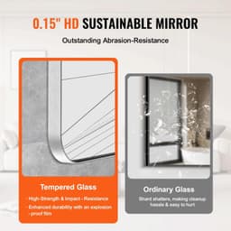 image-VEVOR Wall Mounted Makeup Mirror, 0.15" Thick, 22" x 30" Mirror with Aluminium Alloy Frame & Explosion-Proof Film, Scratch-Resistant Mirror with Z-Shaped Bracket, Fit for Bathroom/Bedroom/Living Room