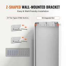 image-VEVOR Wall Mounted Makeup Mirror, 0.15" Thick, 22" x 30" Mirror with Aluminium Alloy Frame & Explosion-Proof Film, Scratch-Resistant Mirror with Z-Shaped Bracket, Fit for Bathroom/Bedroom/Living Room