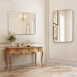 image-VEVOR Wall Mounted Makeup Mirror, 0.15" Thick, 22" x 30" Mirror with Aluminium Alloy Frame & Explosion-Proof Film, Scratch-Resistant Mirror with Z-Shaped Bracket, Fit for Bathroom/Bedroom/Living Room