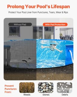 image-VEVOR 21ft Round Pool Liner Pad, Pool Liner Pad for Above Ground Swimming Pools, Extra-Thick Pool Mat, Prevents Punctures, Recycled Geotextile Material Underlayment Pad, Extend Liner Life