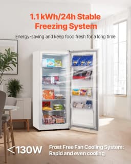 image-VEVOR Convertible Freezer/Refrigerator, 17 Cu.Ft Frost Free Upright Freezer with Temp Control Panel, Door Open too Long Alarm, Adjustable Shelves and LED, Standing Fridge for Kitchen, Office, Garage