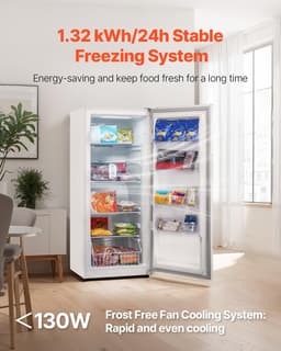 image-VEVOR Convertible Freezer/Refrigerator, 17 Cu.Ft Frost Free Upright Freezer with Temp Control Panel, Door Open too Long Alarm, Adjustable Shelves and LED, Standing Fridge for Kitchen, Office, Garage