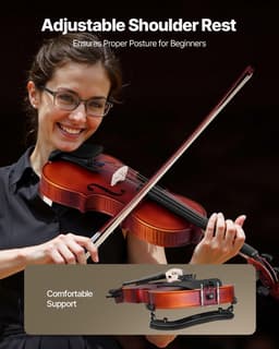 image-VEVOR Violin 4/4 Full Size for Adults, Violin Fiddle Set for Beginners Student with Hard Case, Rosin, Bow, Shoulder Rest,Bridge,Extra Strings,Professional Solidwood Instrument (Matte Brown Patterned)