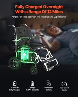 image-VEVOR Electric Wheelchair for Adults, 220lbs Capacity, Foldable & Lightweight Motorized Wheelchair, 12-Mile Long Travel Range, All-Terrain Powered Chair, Portable for Seniors & Disabled