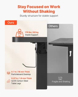 image-VEVOR L Shaped Desk, Electric Adjustable Height Corner Gaming Desk with Dual Hooks and Wheels, Heavy Duty Carbon Steel L-Shaped Computer Table with Power Strip for Home Office, Easy to Assemble, Black