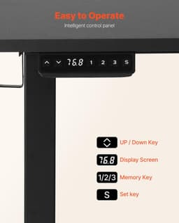 image-VEVOR L Shaped Desk, Electric Adjustable Height Corner Gaming Desk with Dual Hooks and Wheels, Heavy Duty Carbon Steel L-Shaped Computer Table with Power Strip for Home Office, Easy to Assemble, Black