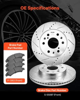 image-VEVOR Front Brake Kit Compatible with 2008-2016 Cadillac Escalade/Escalade ESV, 2017-2020 Cadillac Escalade/Escalade ESV (Models without Brembo Brake Package), Drilled & Slotted Brake Rotors Kit