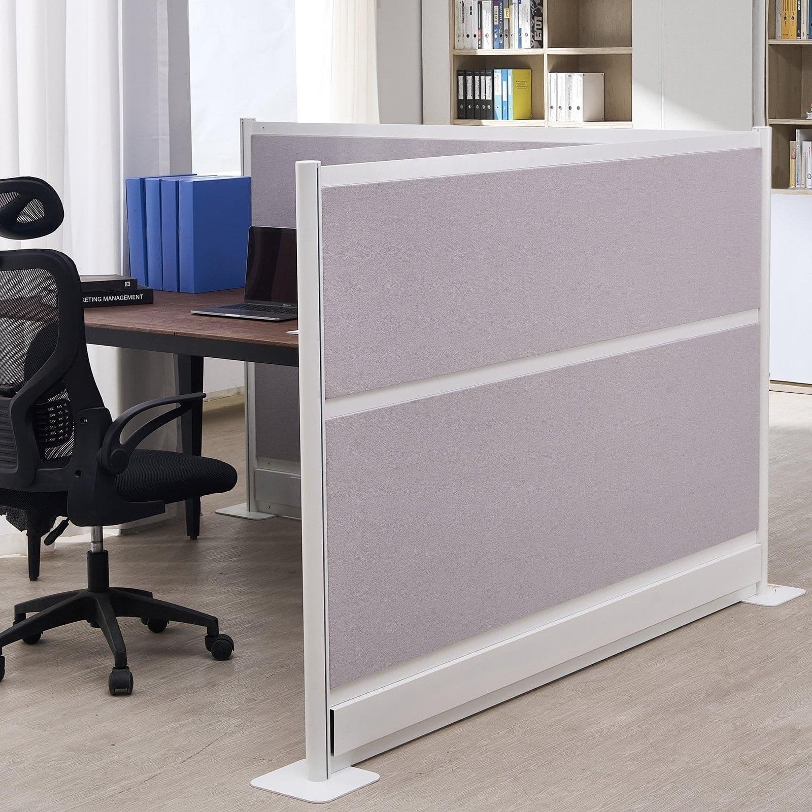 image-VEVOR Office Divider Privacy Partitions, 2-Pack, 72" x 48" Room Divider Walls, PET Workstation Cubicle Partition with Outlet Covers, Freestanding Privacy Panels for Office Library School