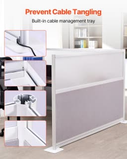 image-VEVOR Office Divider Privacy Partitions, 2-Pack, 72" x 48" Room Divider Walls, PET Workstation Cubicle Partition with Frosted Acrylic Windows, Freestanding Privacy Panels for Office Library School