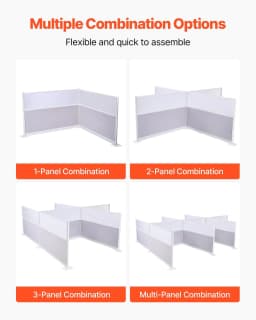 image-VEVOR Office Divider Privacy Partitions, 2-Pack, 72" x 48" Room Divider Walls, PET Workstation Cubicle Partition with Frosted Acrylic Windows, Freestanding Privacy Panels for Office Library School