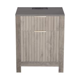 image-VEVOR Farmhouse End Table Set of 2, Nightstand with Charging Station, 3 Tiers Side Table with Storage Cabinet and 2 Drawers, Side Table with USB Ports and Outlets, Ideal for Living Room, Bedroom, Gray