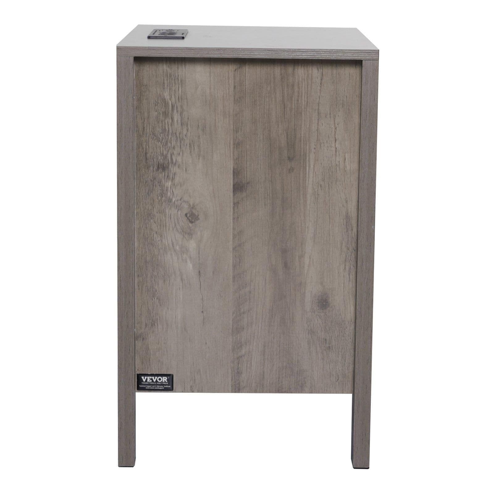 image-VEVOR Farmhouse End Table Set of 2, Nightstand with Charging Station, 3 Tiers Side Table with Storage Cabinet and 2 Drawers, Side Table with USB Ports and Outlets, Ideal for Living Room, Bedroom, Gray