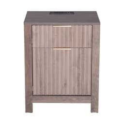 image-VEVOR Farmhouse End Table Set of 2, Nightstand with Charging Station, 3 Tiers Side Table with Storage Cabinet and 2 Drawers, Side Table with USB Ports and Outlets, Ideal for Living Room, Bedroom, Gray
