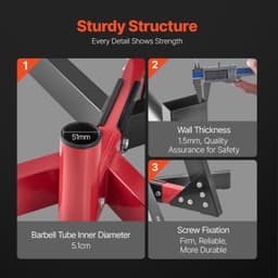 image-VEVOR Weight Plate Rack, L Frame Weight Plate Tree for 2-Inch Weight Plates, Standard Weight Plate Tree, 500 lbs Load Capacity Weight Storage Holder, Home Gym Barbell Rack Storage Stand, Black & Red