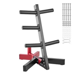 image-VEVOR Weight Plate Rack, L Frame Weight Plate Tree for 2-Inch Weight Plates, Standard Weight Plate Tree, 500 lbs Load Capacity Weight Storage Holder, Home Gym Barbell Rack Storage Stand, Black & Red
