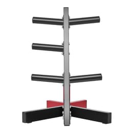 image-VEVOR Weight Plate Rack, L Frame Weight Plate Tree for 2-Inch Weight Plates, Standard Weight Plate Tree, 500 lbs Load Capacity Weight Storage Holder, Home Gym Barbell Rack Storage Stand, Black & Red