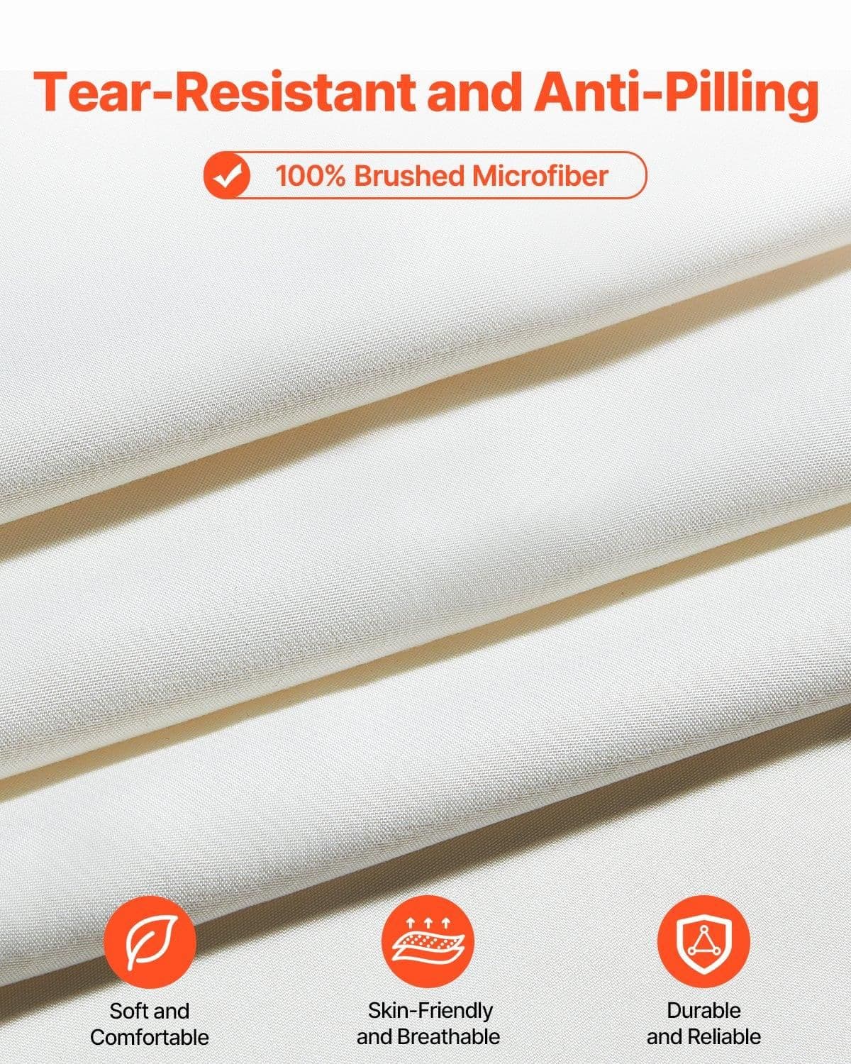 image-VEVOR 4-Piece Bed Sheet Set - Queen Size, 100% Brushed Microfiber Bedding Set with 2 Pillowcases, 1 Flat Sheet & 1 Fitted Sheet, Breathable & Wrinkle-Resistant Luxury Bed Sheets with 16" Deep Pocket