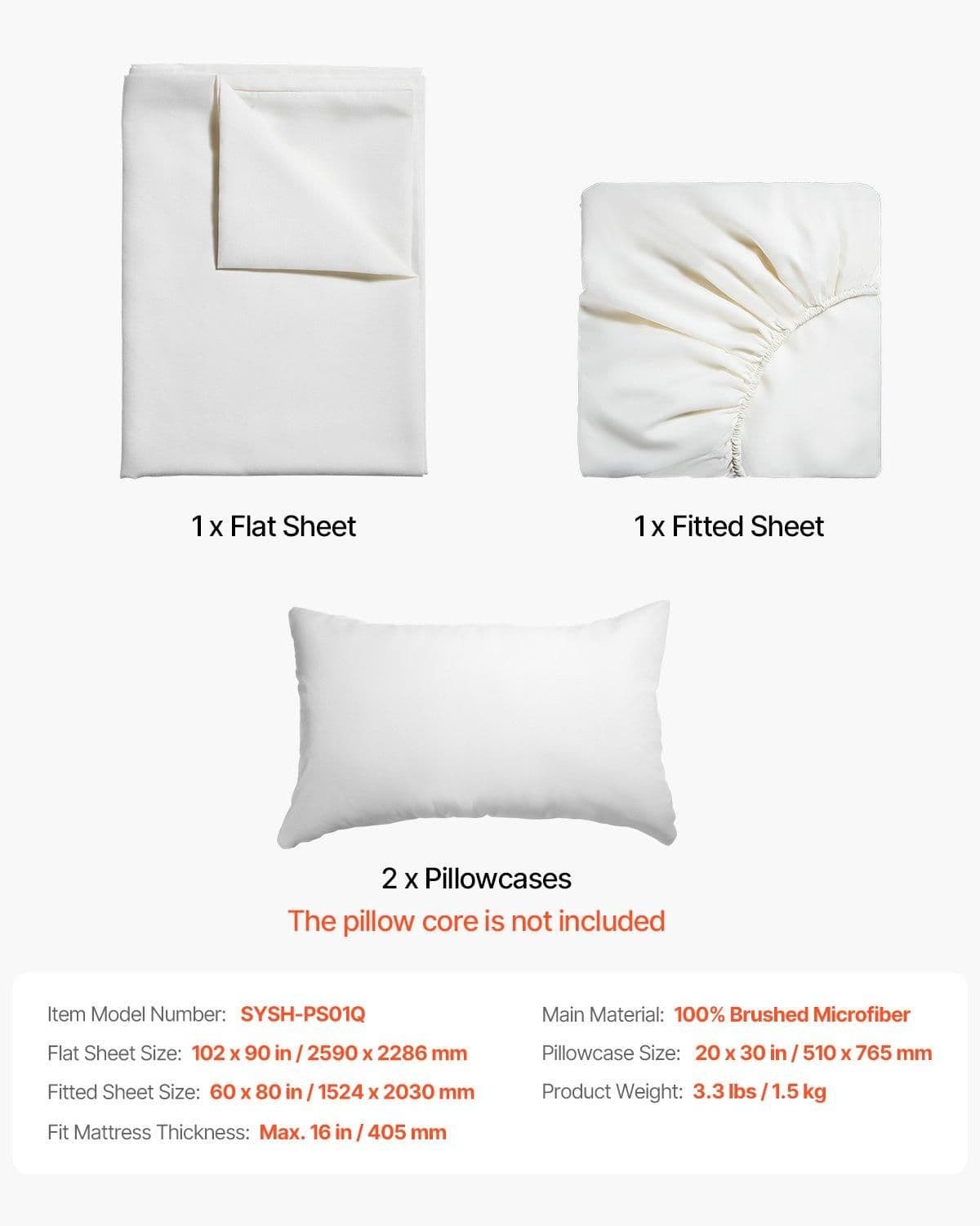 image-VEVOR 4-Piece Bed Sheet Set - Queen Size, 100% Brushed Microfiber Bedding Set with 2 Pillowcases, 1 Flat Sheet & 1 Fitted Sheet, Breathable & Wrinkle-Resistant Luxury Bed Sheets with 16" Deep Pocket