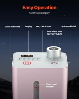 image-VEVOR Hydrogen Inhalation Machine, 99.99% High Purity Hydrogen Inhaler, HO-Separated 180ml/min (120 H+60 O) Dual Port Hydrogen Oxygen Inhaler, Hydrogen-Rich Water Generator for Home Travel