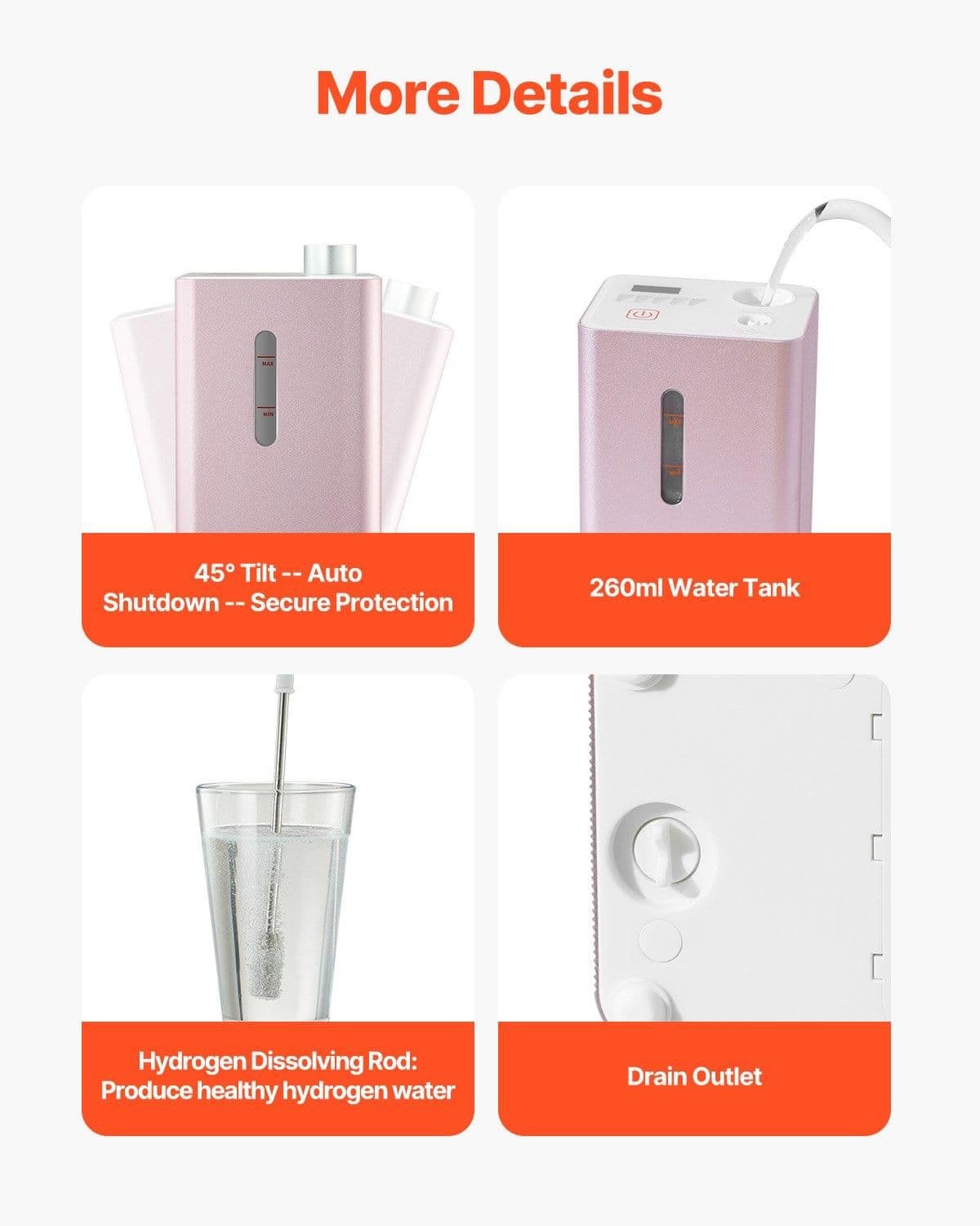 image-VEVOR Hydrogen Inhalation Machine, 99.99% High Purity Hydrogen Inhaler, HO-Separated 180ml/min (120 H+60 O) Dual Port Hydrogen Oxygen Inhaler, Hydrogen-Rich Water Generator for Home Travel