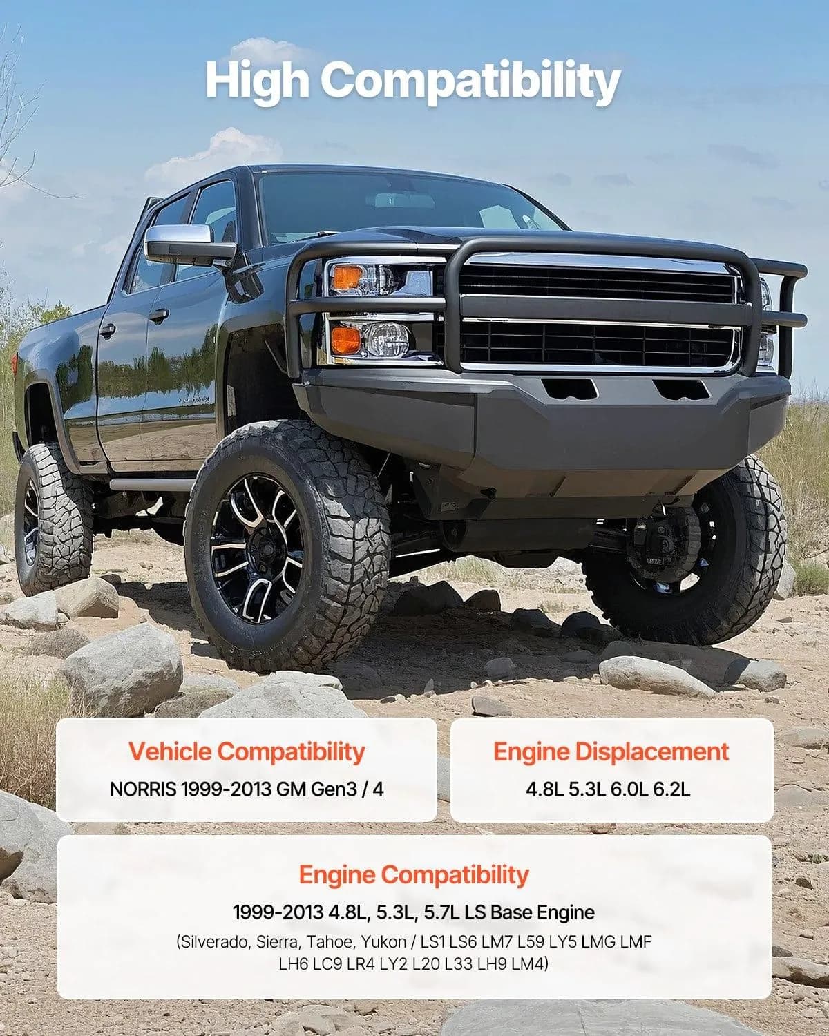 image-VEVOR Lifter Camshaft Kit, 13-Piece Set, Gray Cast Iron Engine Cam, Compatible with Norris trucks from 1999-2013 GM Gen3/4, Fit 1999-2013 LS-Based Engines (Silverado, Sierra, Tahoe, Yukon/LS1)