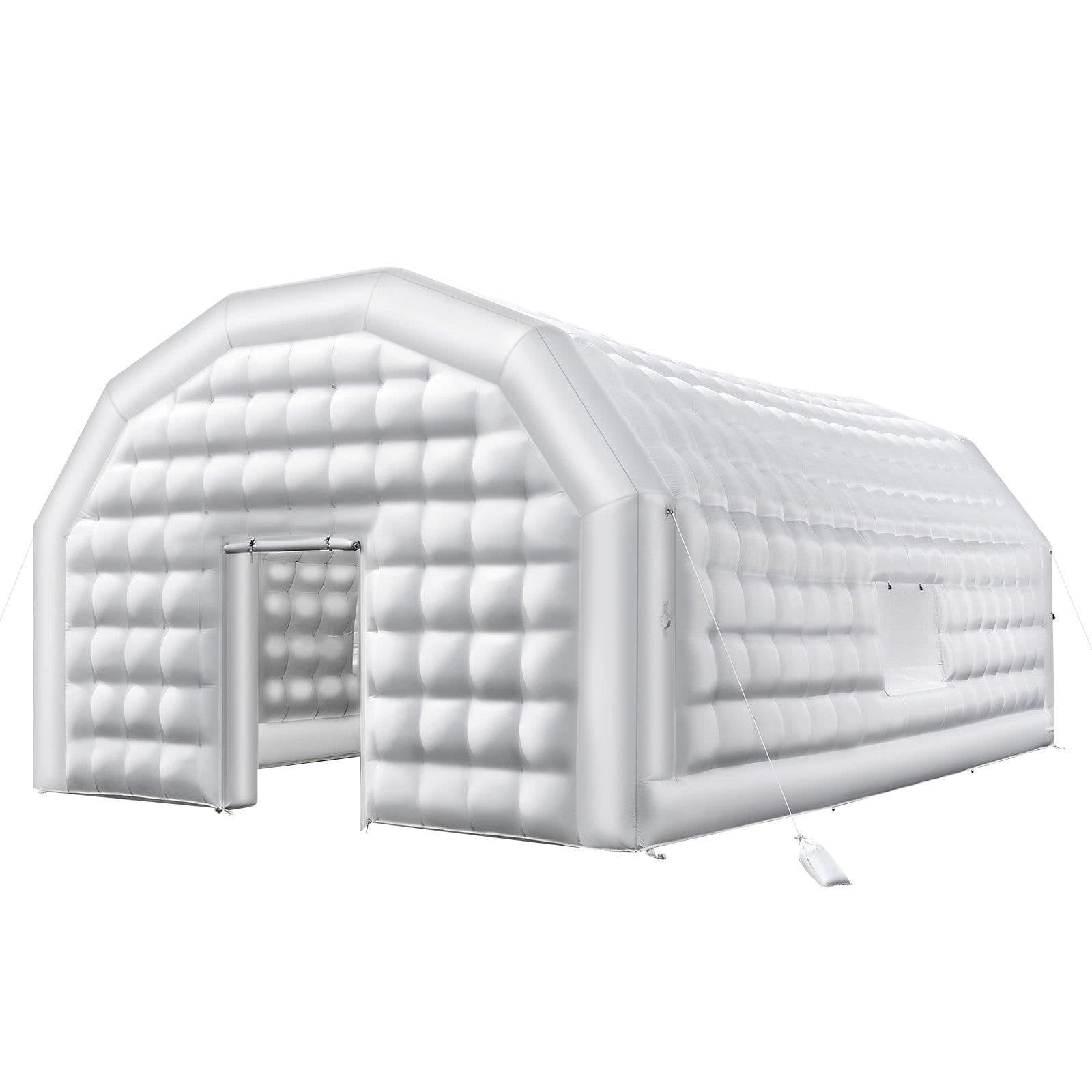 image-VEVOR Inflatable Nightclub, 29.5 x 19.7 x 13.1 ft Inflatable Party Tent with 1100W Blower & Sandbag, Blow up Night Club with 2 Windows, Air Cube House for Event Birthday Wedding Party, White