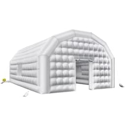 image-VEVOR Inflatable Nightclub, 29.5 x 19.7 x 13.1 ft Inflatable Party Tent with 1100W Blower & Sandbag, Blow up Night Club with 2 Windows, Air Cube House for Event Birthday Wedding Party, White