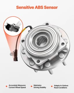image-VEVOR 2PCS Front Wheel Bearing & Hub Assembly Fit for 2016 Ford F-250 Super Duty Base King Ranch Lariat Platinum XL Crew Cab Pickup 4-Door OEM 515130, Wheel Bearing Hub Assembly Set with ABS Sensor