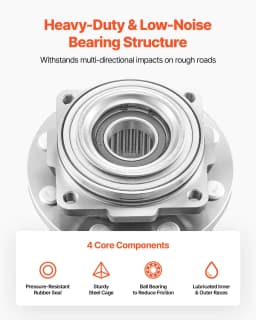 image-VEVOR 2PCS Front Wheel Bearing & Hub Assembly Fit for 2016 Ford F-250 Super Duty Base King Ranch Lariat Platinum XL Crew Cab Pickup 4-Door OEM 515130, Wheel Bearing Hub Assembly Set with ABS Sensor