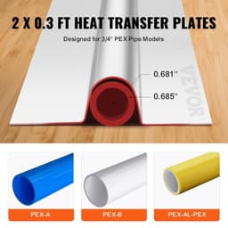 image-VEVOR PEX Heat Transfer Plates 2 ft, Radiant Heat Plates for 3/4" PEX Pipe, Durable Aluminum & Easy Trimming and Install Underfloor Heat Tubing Plates, Perfect for Wooden Floors (200pcs)