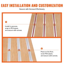 image-VEVOR PEX Heat Transfer Plates 2 ft, Radiant Heat Plates for 3/4" PEX Pipe, Durable Aluminum & Easy Trimming and Install Underfloor Heat Tubing Plates, Perfect for Wooden Floors (200pcs)