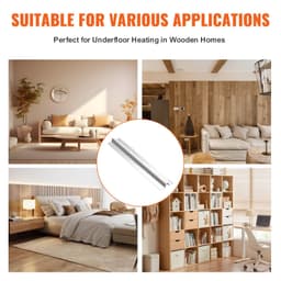 image-VEVOR PEX Heat Transfer Plates 2 ft, Radiant Heat Plates for 3/4" PEX Pipe, Durable Aluminum & Easy Trimming and Install Underfloor Heat Tubing Plates, Perfect for Wooden Floors (200pcs)